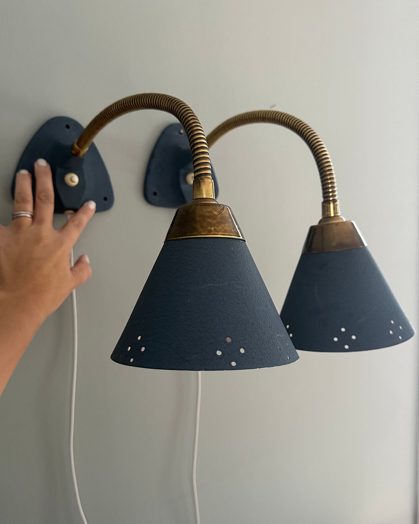 Pair of Mid-Century Blue Wall Lights