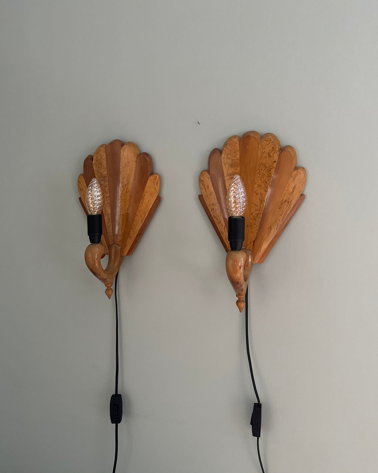 Mid-Century Wooden Wall Sconces
