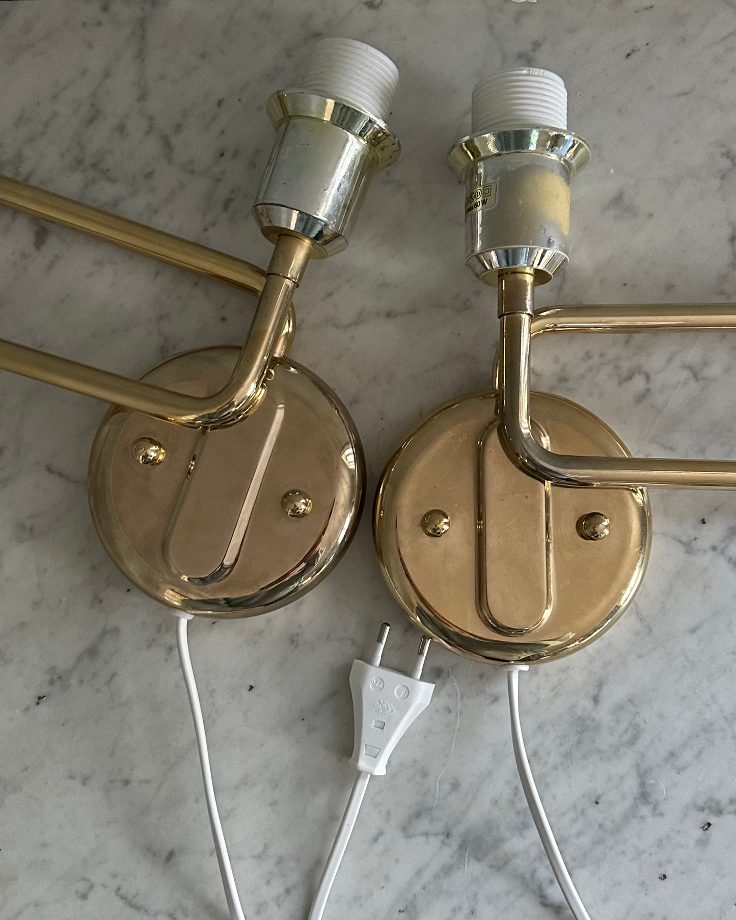Pair of Wall Lamps with Customised Shades