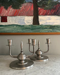 Load image into Gallery viewer, Pair of Art Deco Pewter Candle Holders