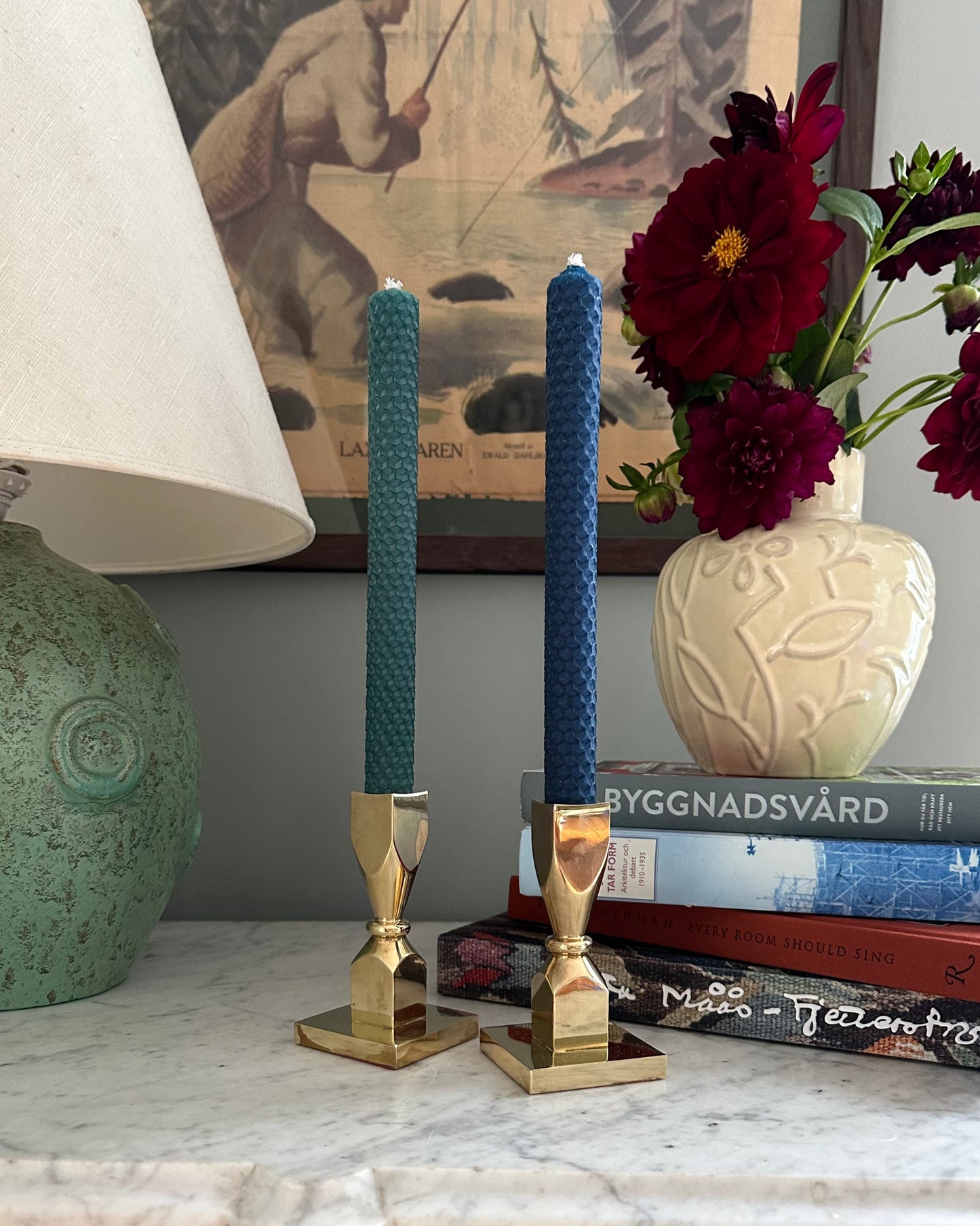 Pair of Heavy Brass Candle Holders