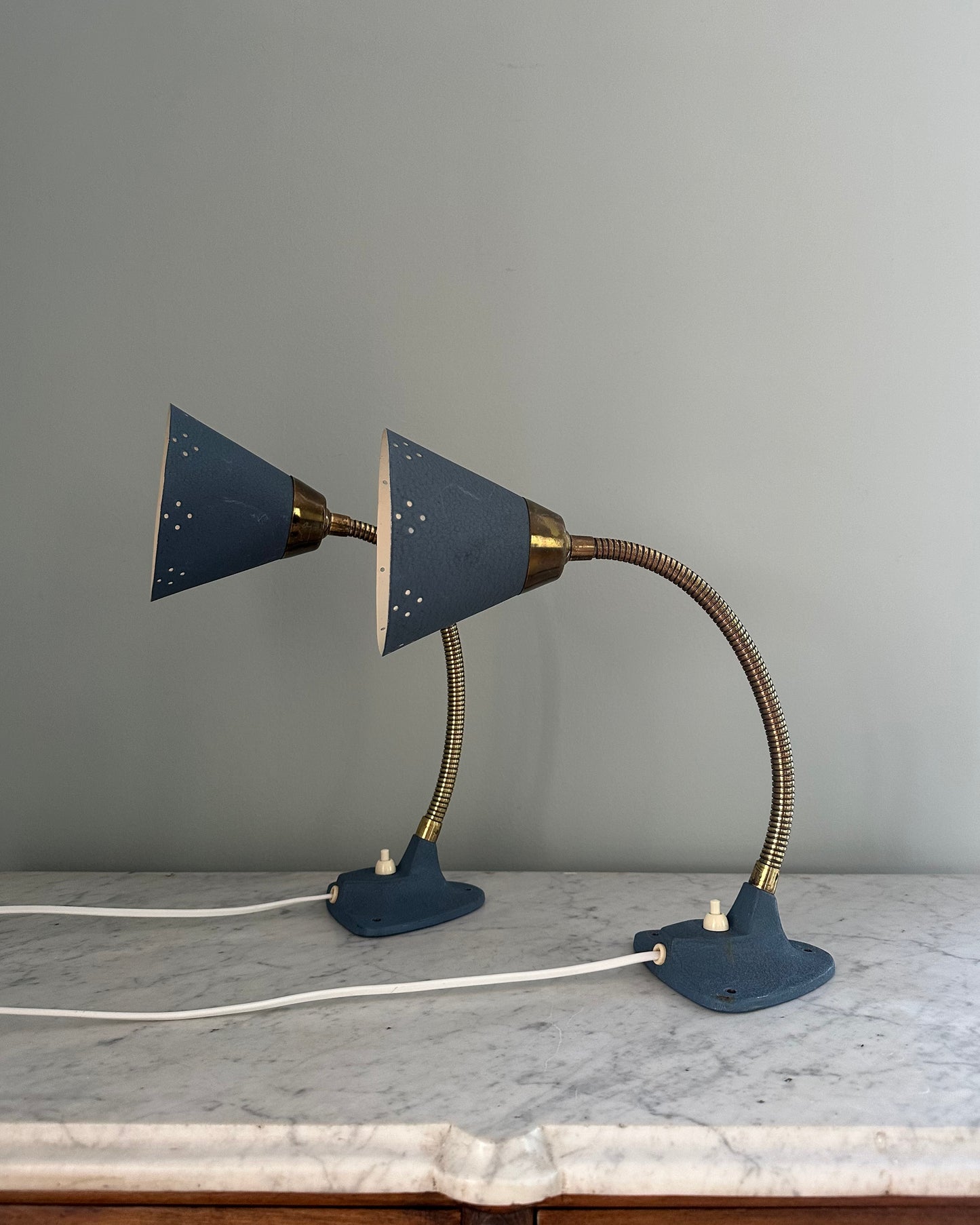 Pair of Mid-Century Blue Wall Lights