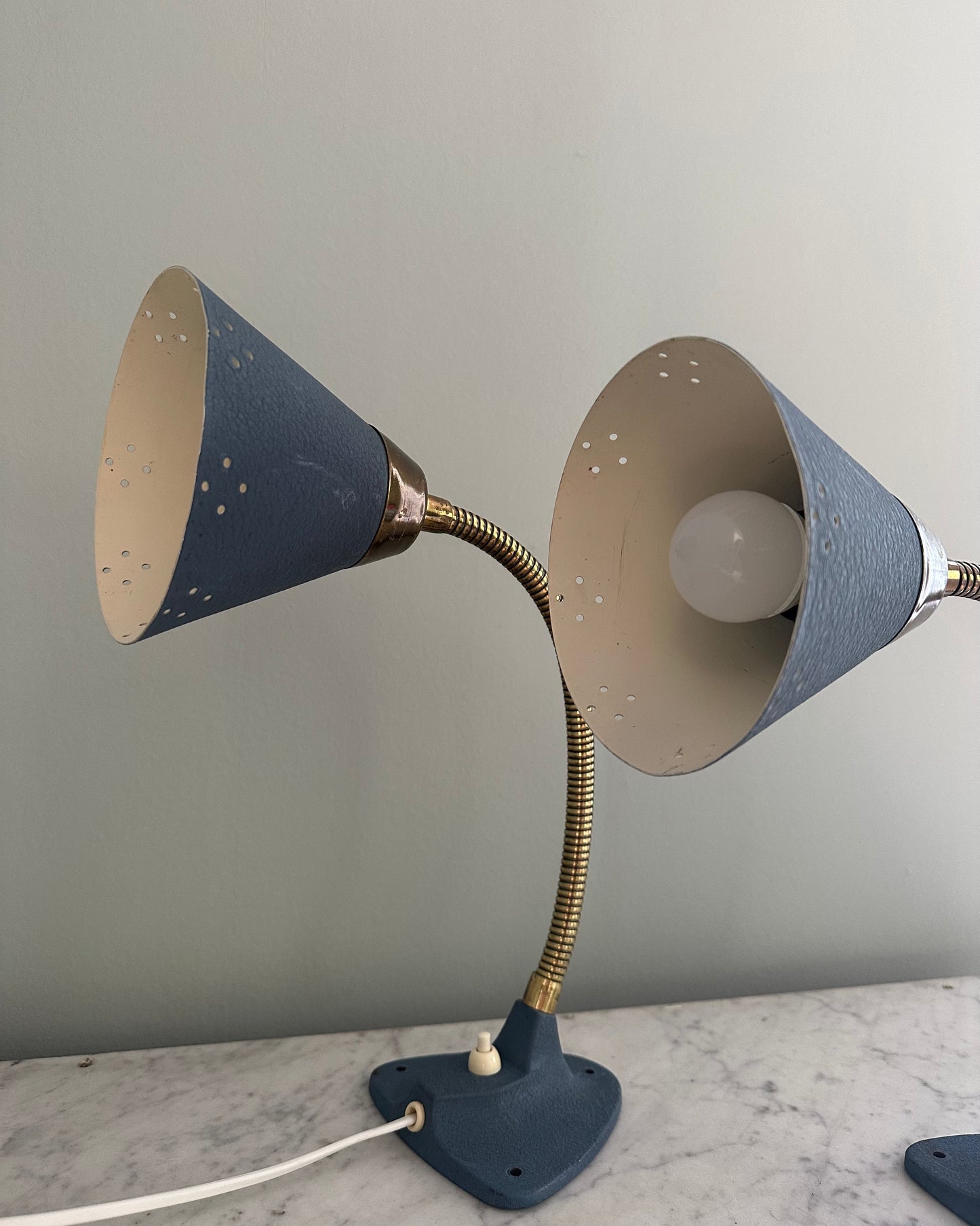 Pair of Mid-Century Blue Wall Lights