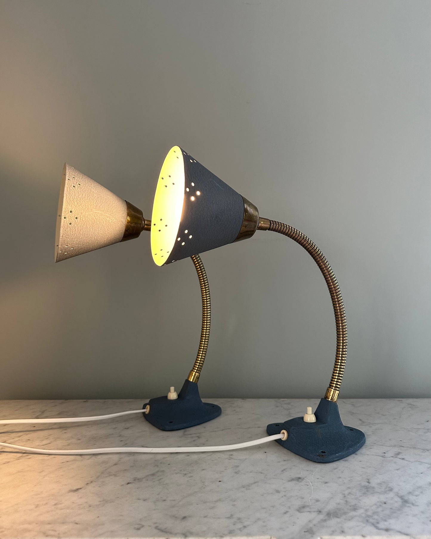 Pair of Mid-Century Blue Wall Lights