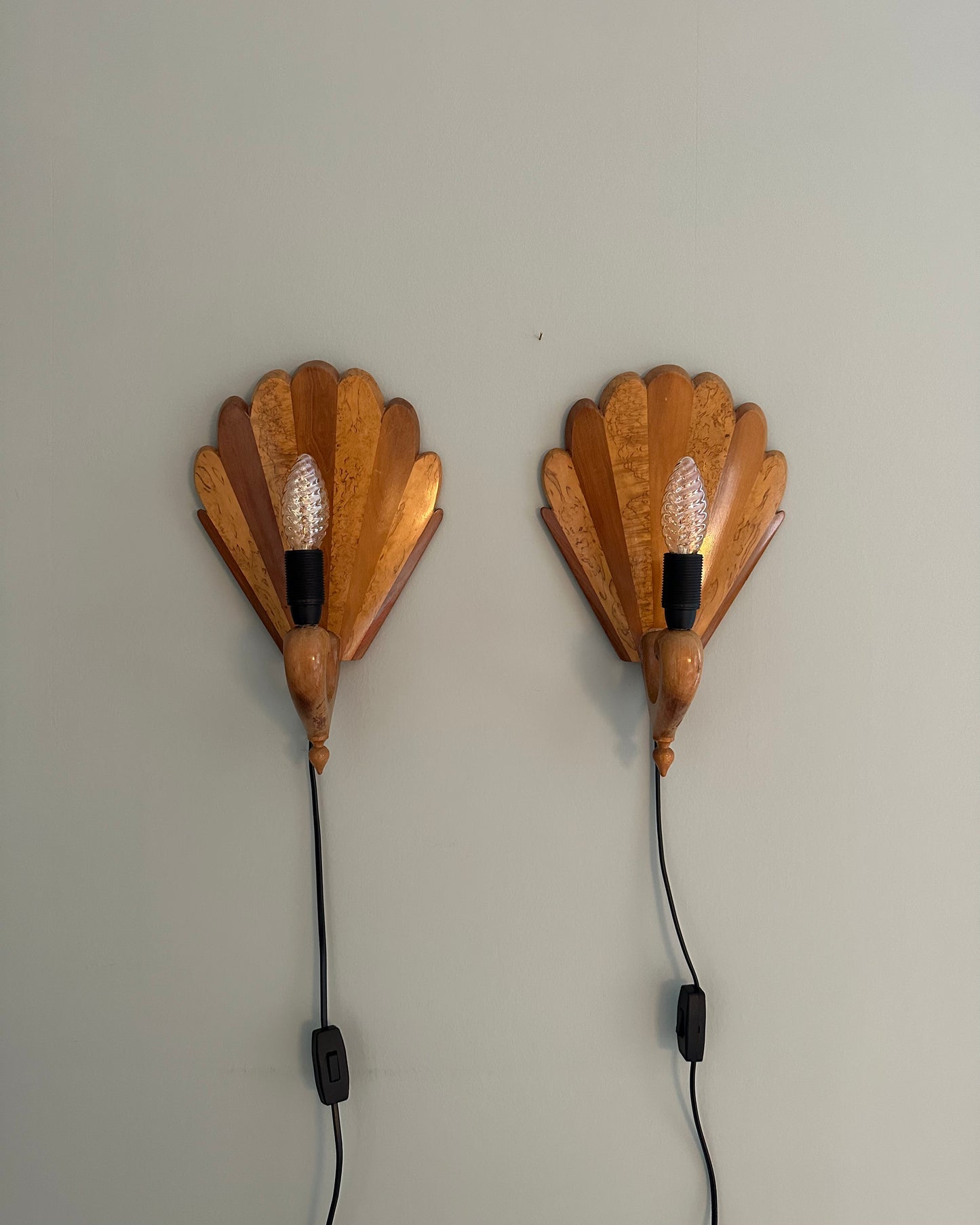 Mid-Century Wooden Wall Sconces