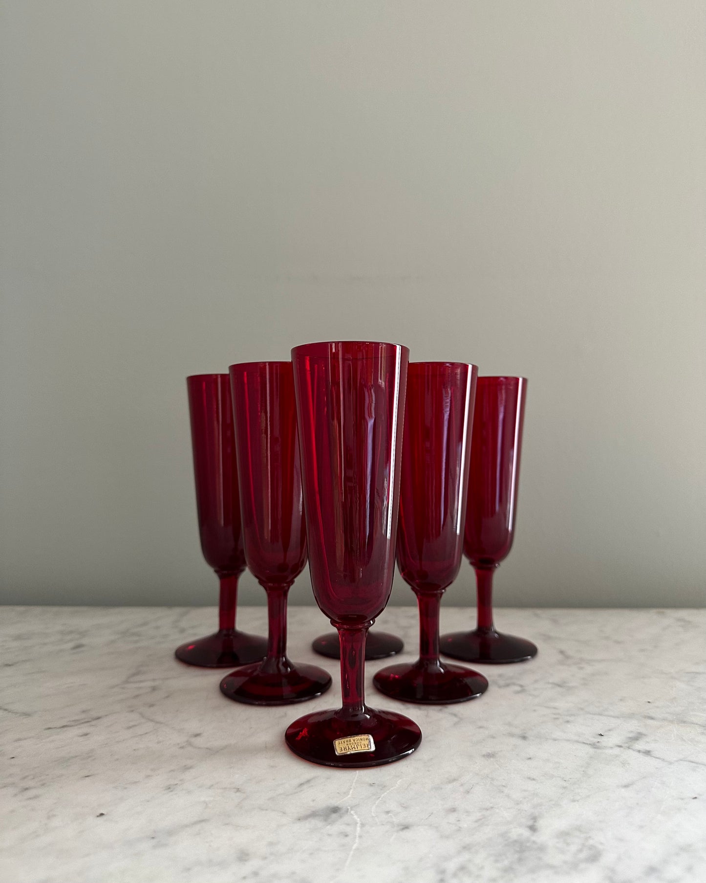 Set of Six Champagne Glasses by Monica Bratt for Reijmyre