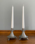 Load image into Gallery viewer, Pair of pewter candle holders