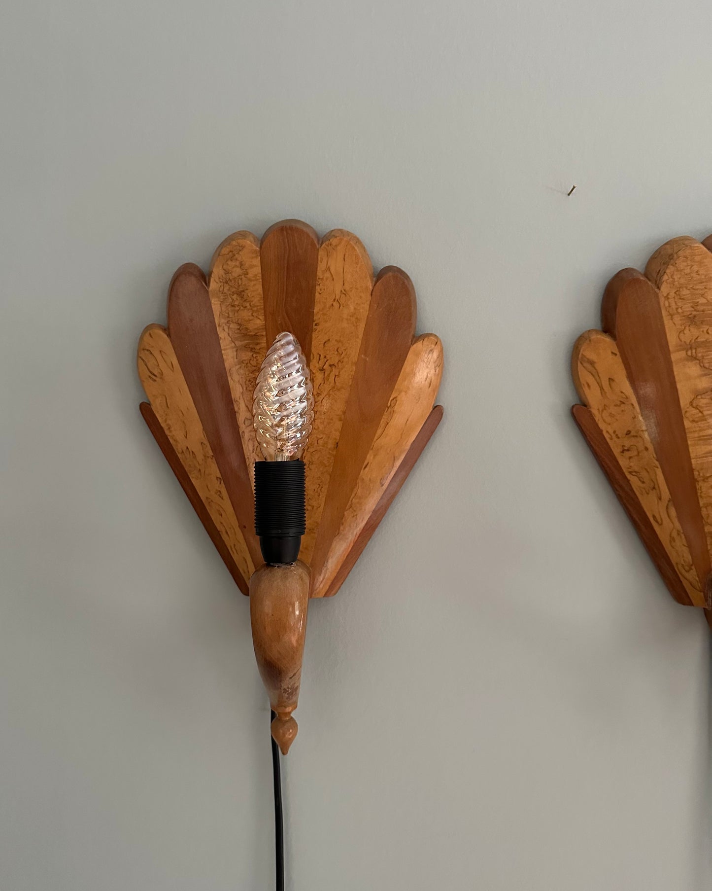 Mid-Century Wooden Wall Sconces