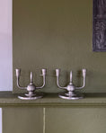 Load image into Gallery viewer, Pair of Art Deco Pewter Candle Holders