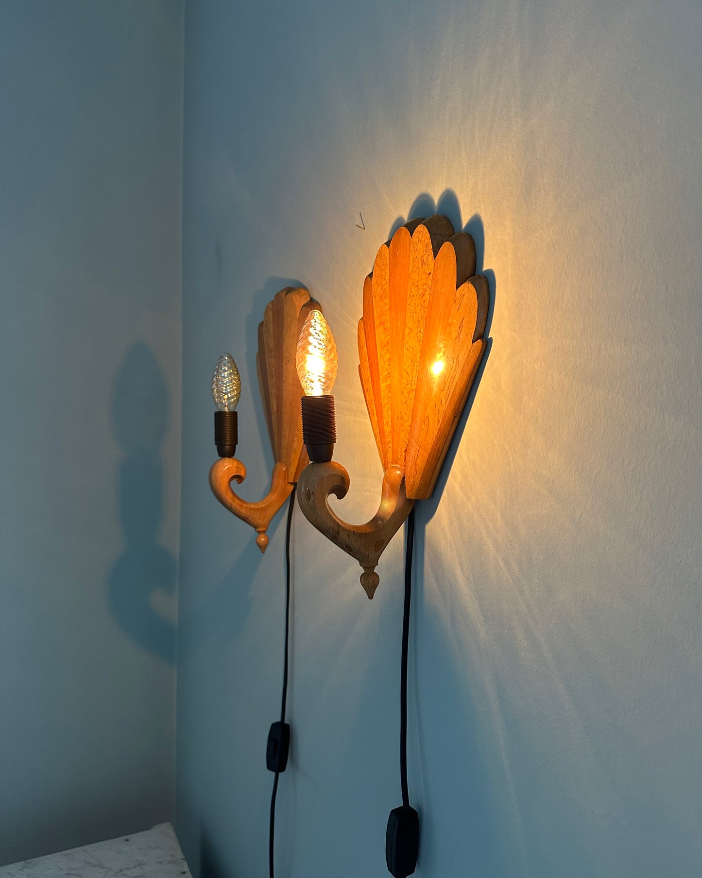 Mid-Century Wooden Wall Sconces