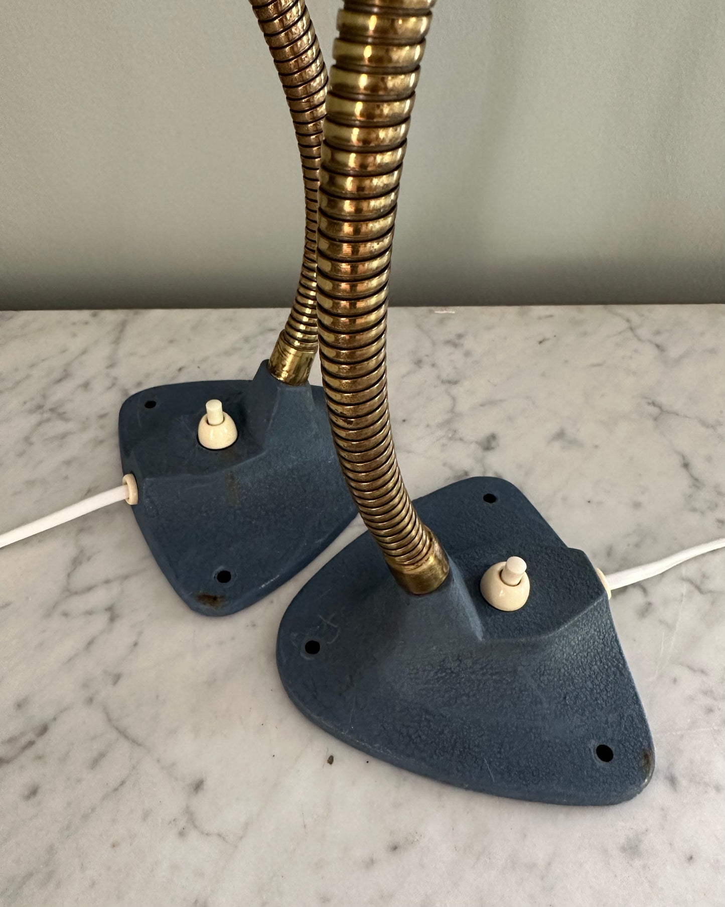 Pair of Mid-Century Blue Wall Lights