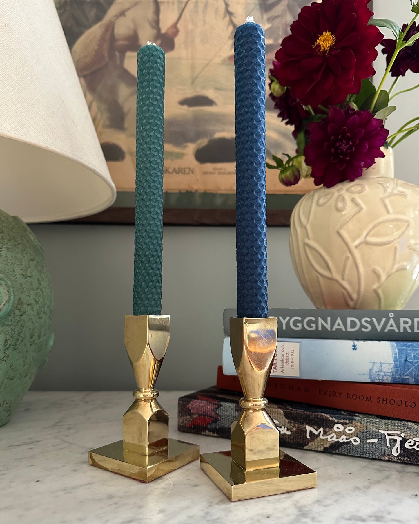 Pair of Heavy Brass Candle Holders