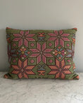 Load image into Gallery viewer, Green Hand-Embroidered Cushion