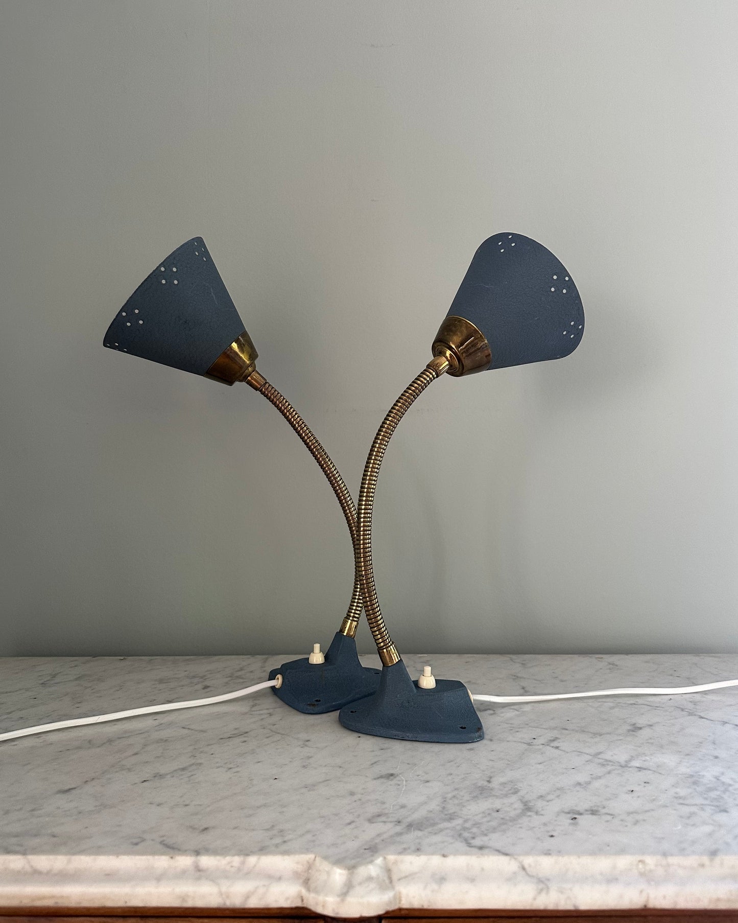 Pair of Mid-Century Blue Wall Lights