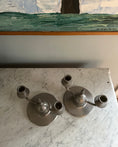 Load image into Gallery viewer, Pair of Art Deco Pewter Candle Holders