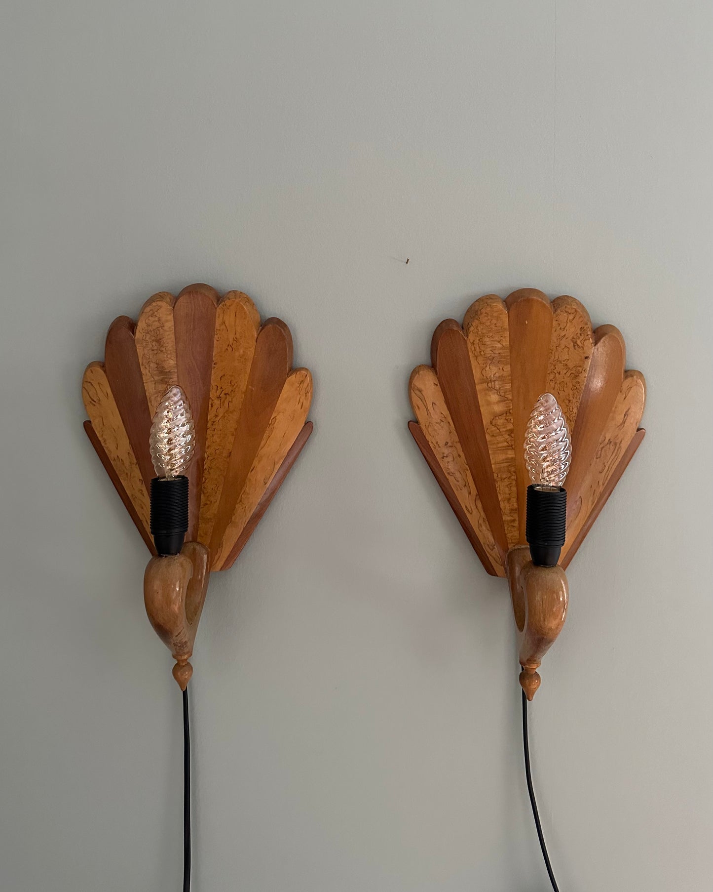 Mid-Century Wooden Wall Sconces