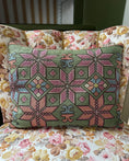 Load image into Gallery viewer, Green Hand-Embroidered Cushion
