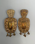 Load image into Gallery viewer, Pair of three - armed brass wall sconces