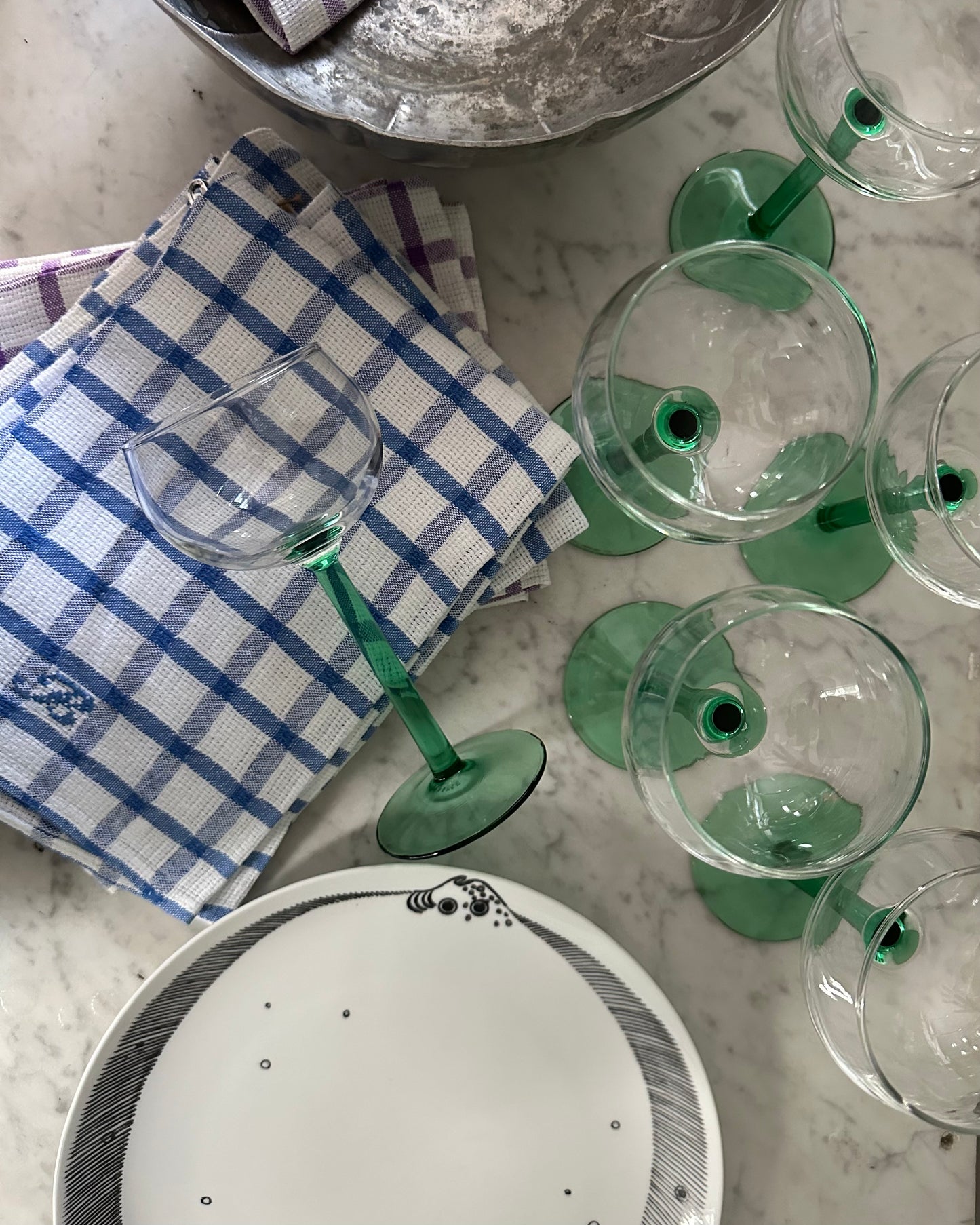 Set of Six Vintage Wine Glasses