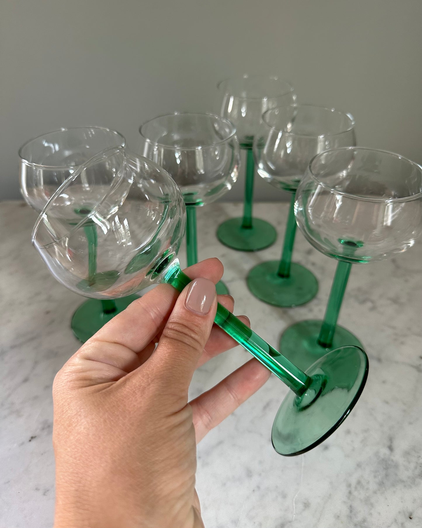 Set of Six Vintage Wine Glasses