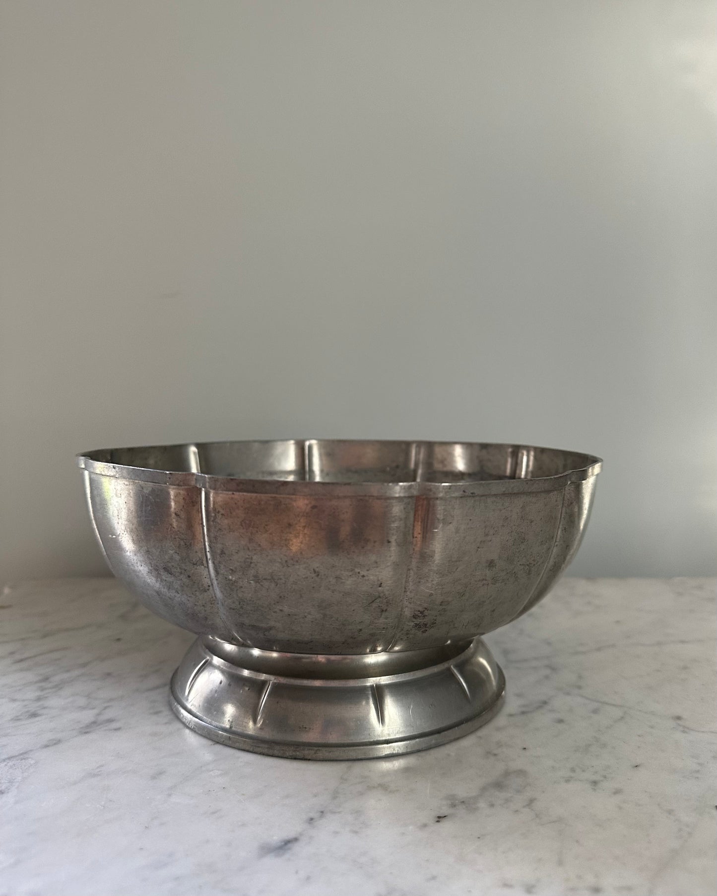 Decorative 1930s Pewter Footed Bowl