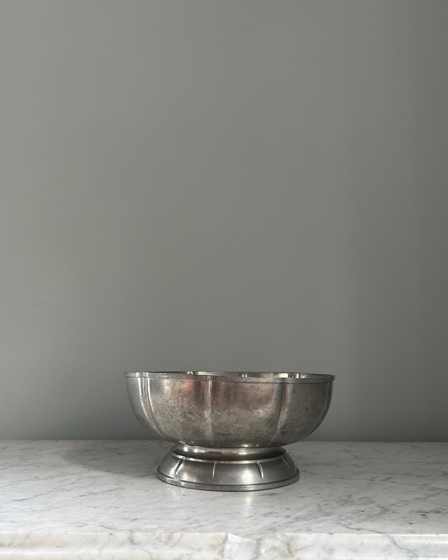Decorative 1930s Pewter Footed Bowl