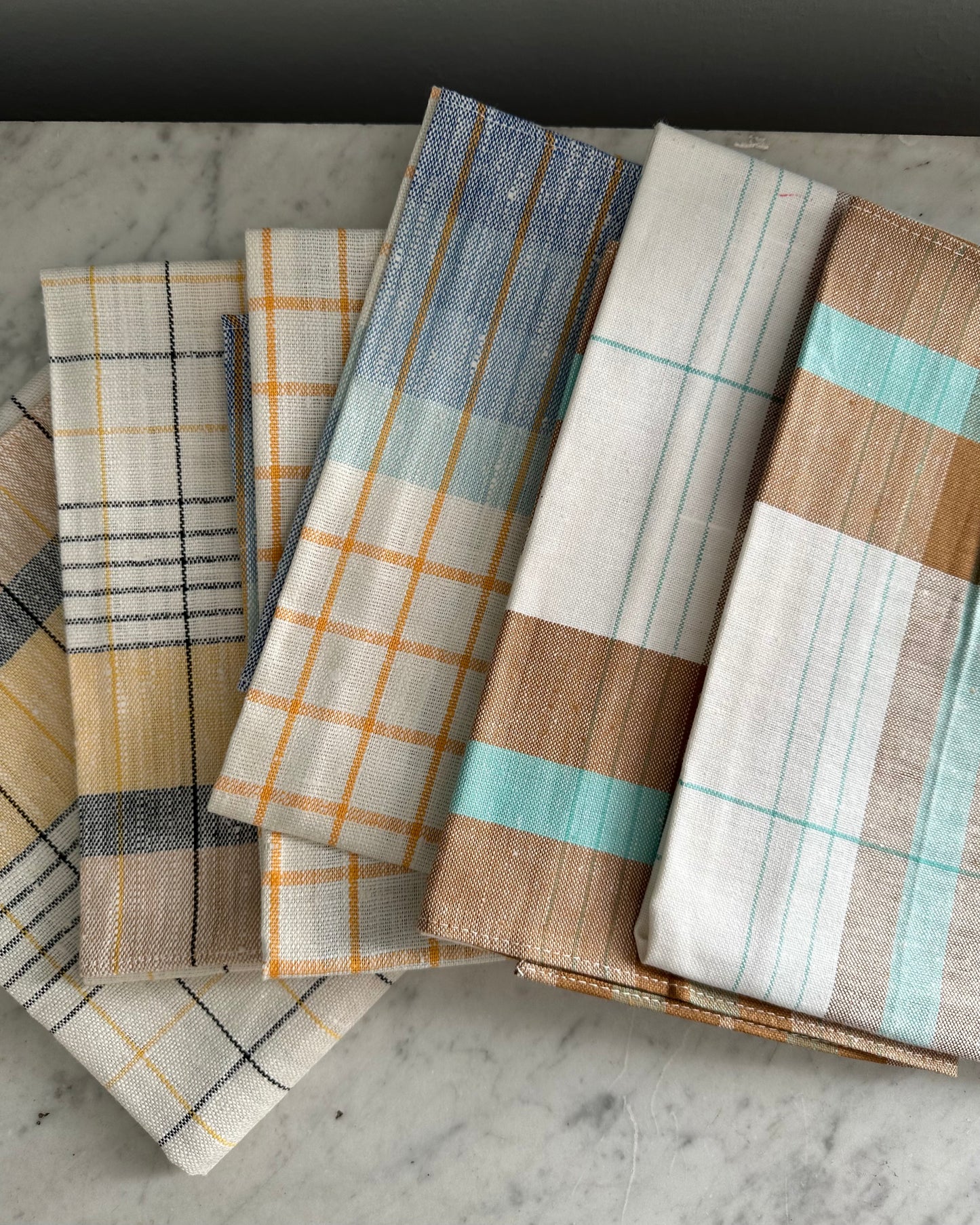 Mixed Set of Six Vintage Tea Towels