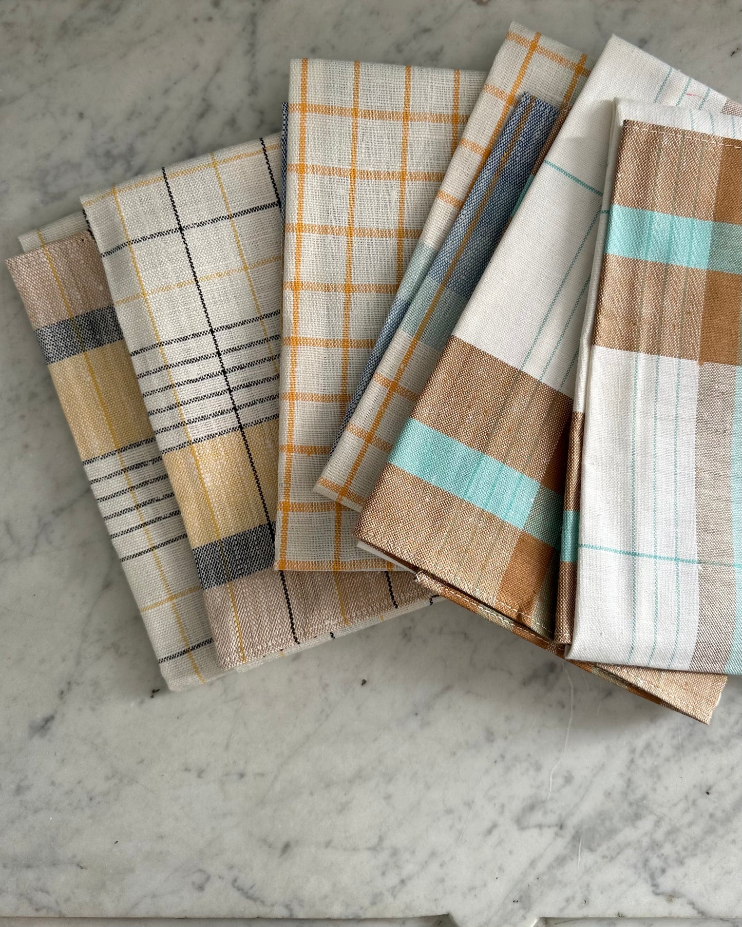 Mixed Set of Six Vintage Tea Towels