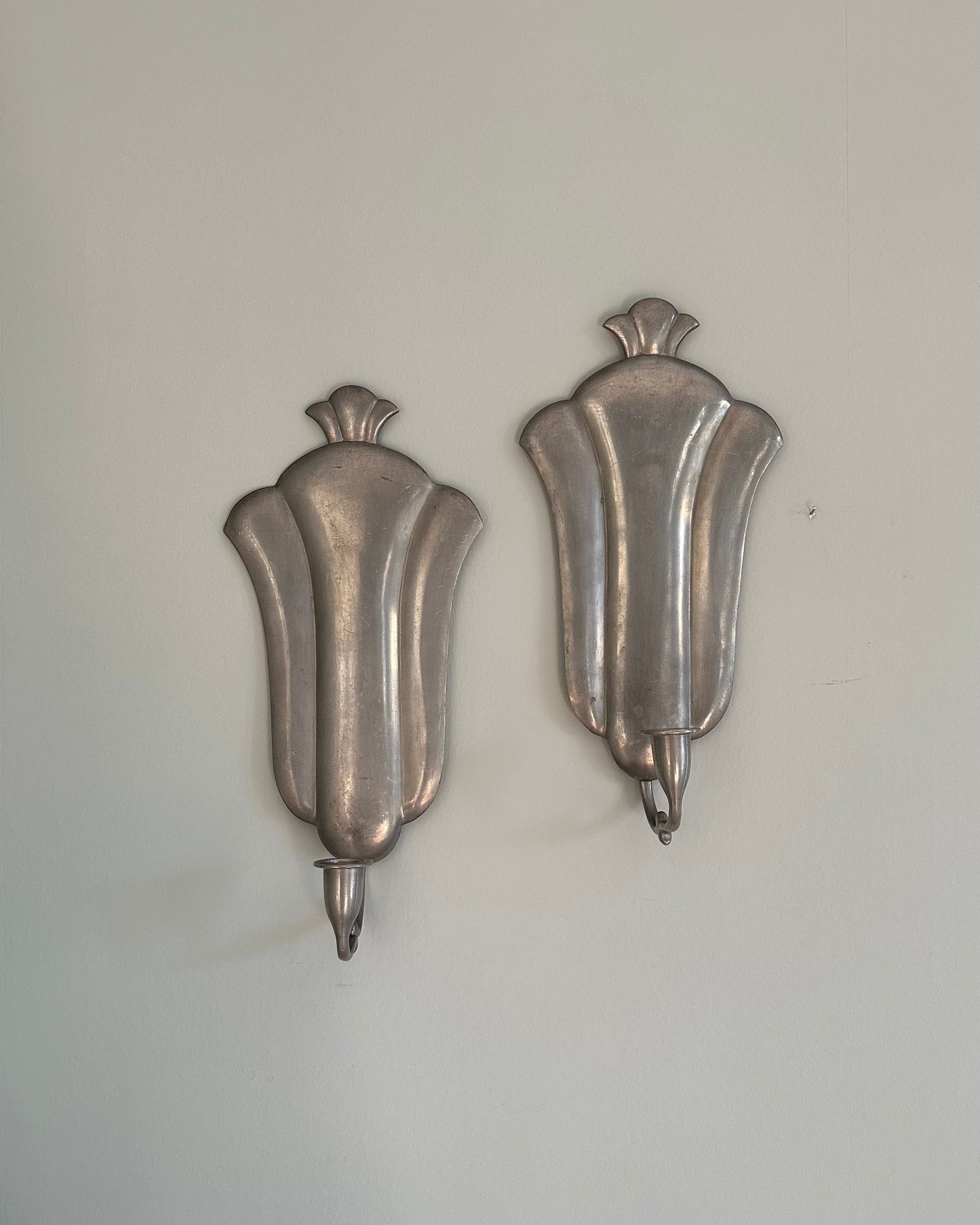 Pair of Pewter Wall Sconces