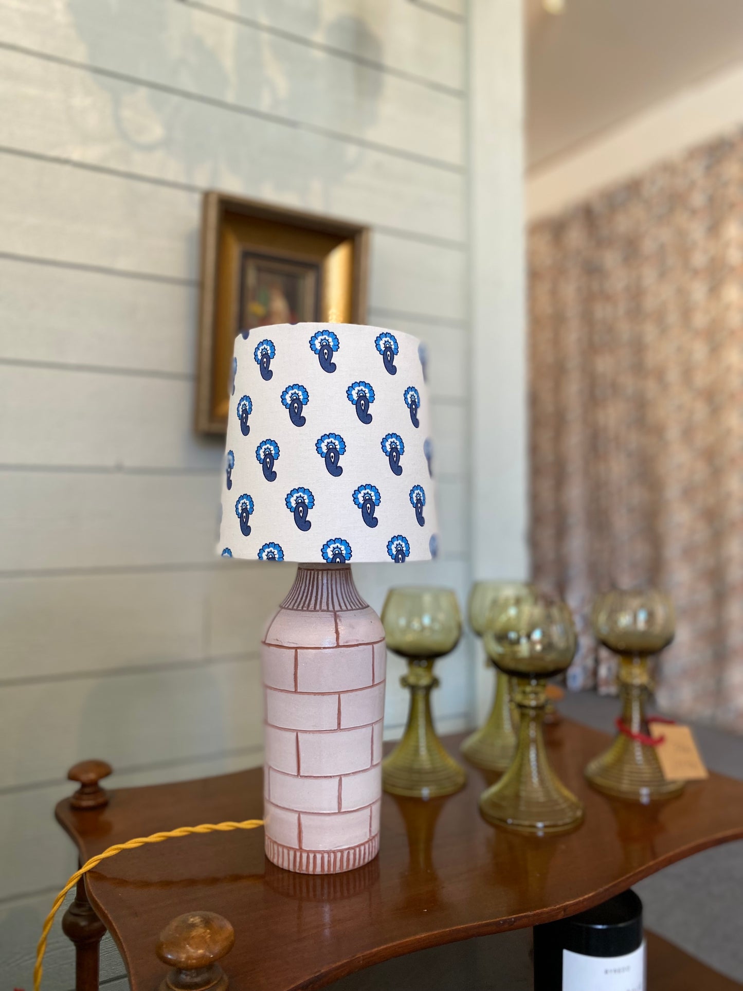 Mid Century Ceramic Table Lamp with Customized Shade