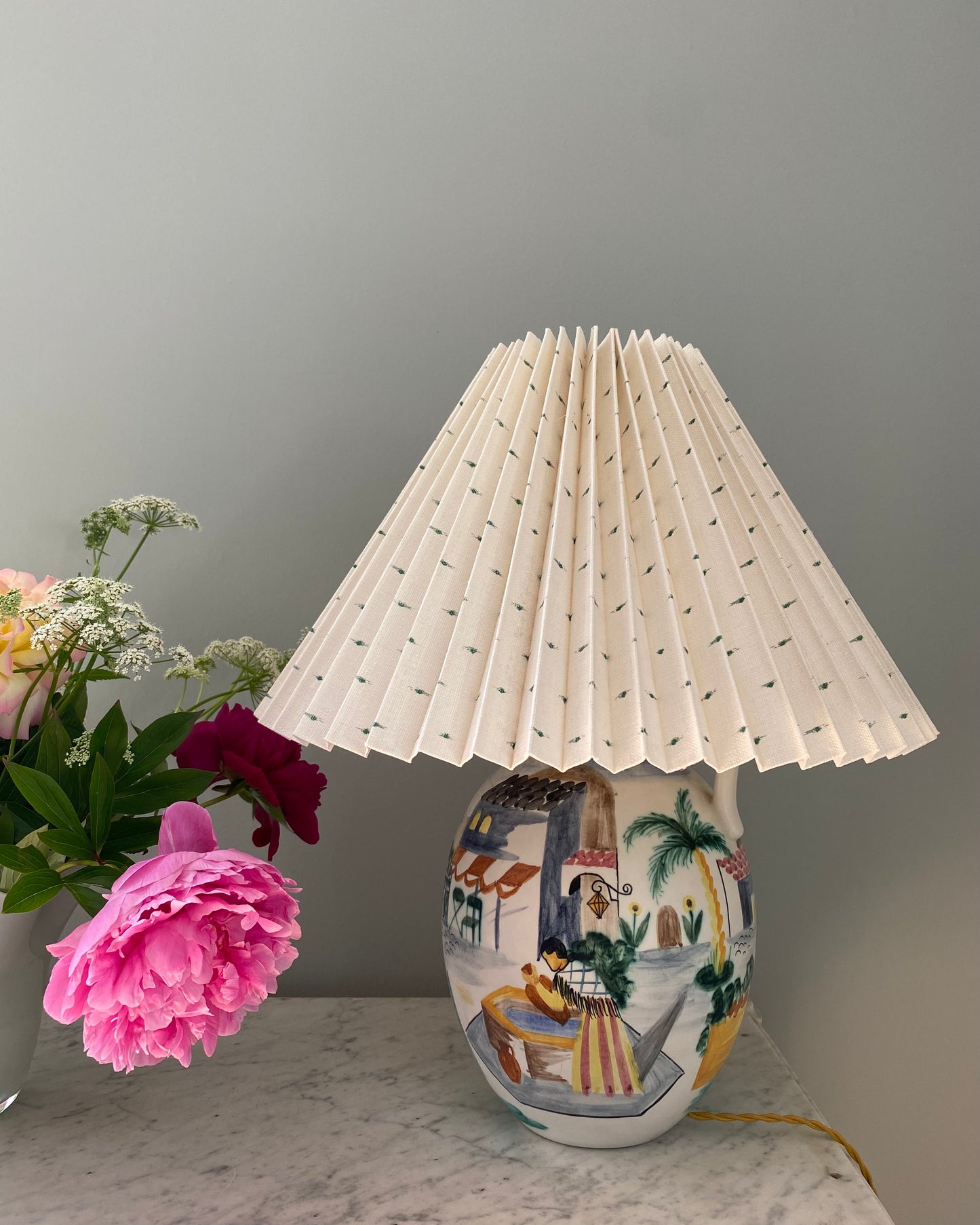 Large Rörstrand Table Lamp with Shade from Helene Blanche