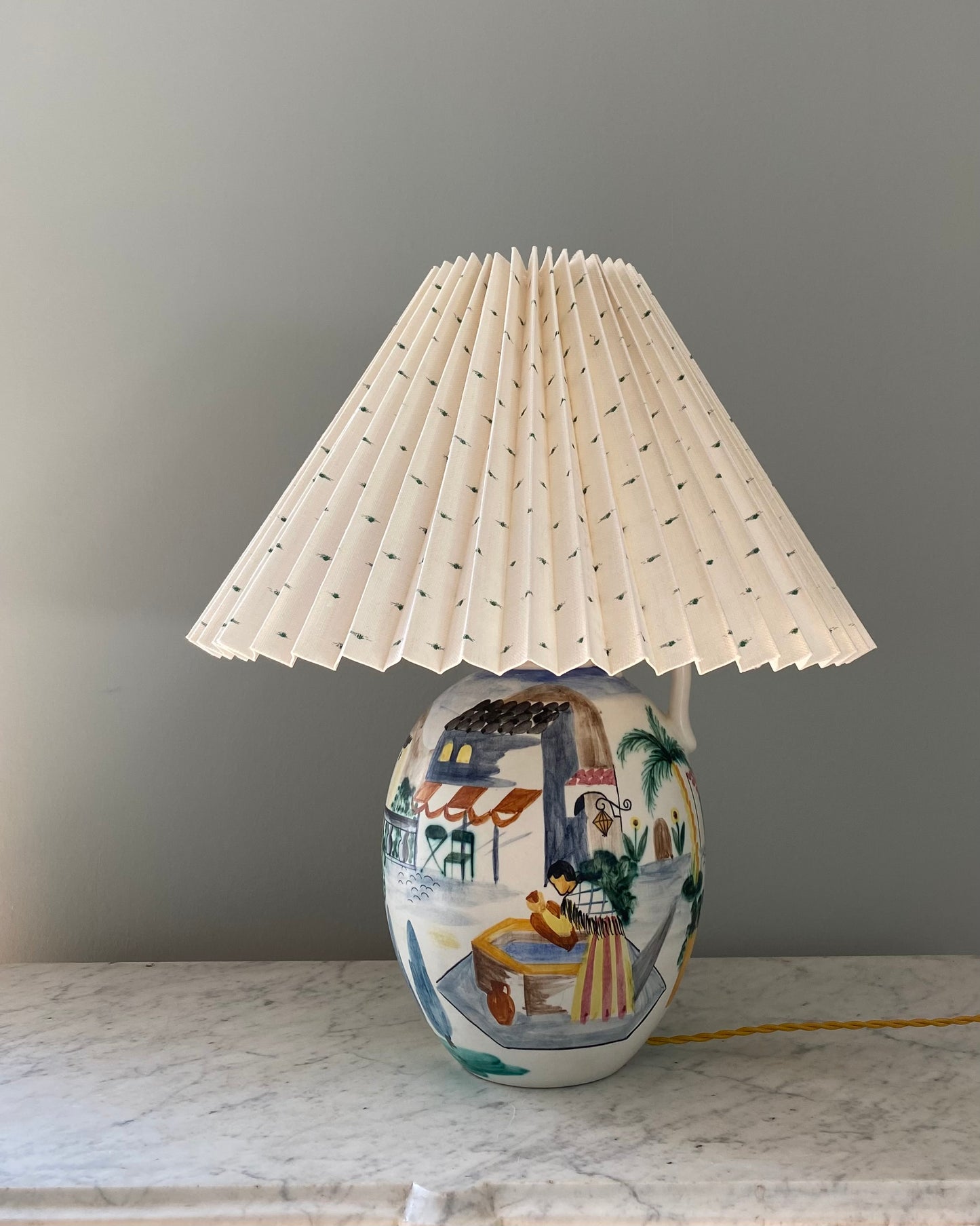 Large Rörstrand Table Lamp with Shade from Helene Blanche