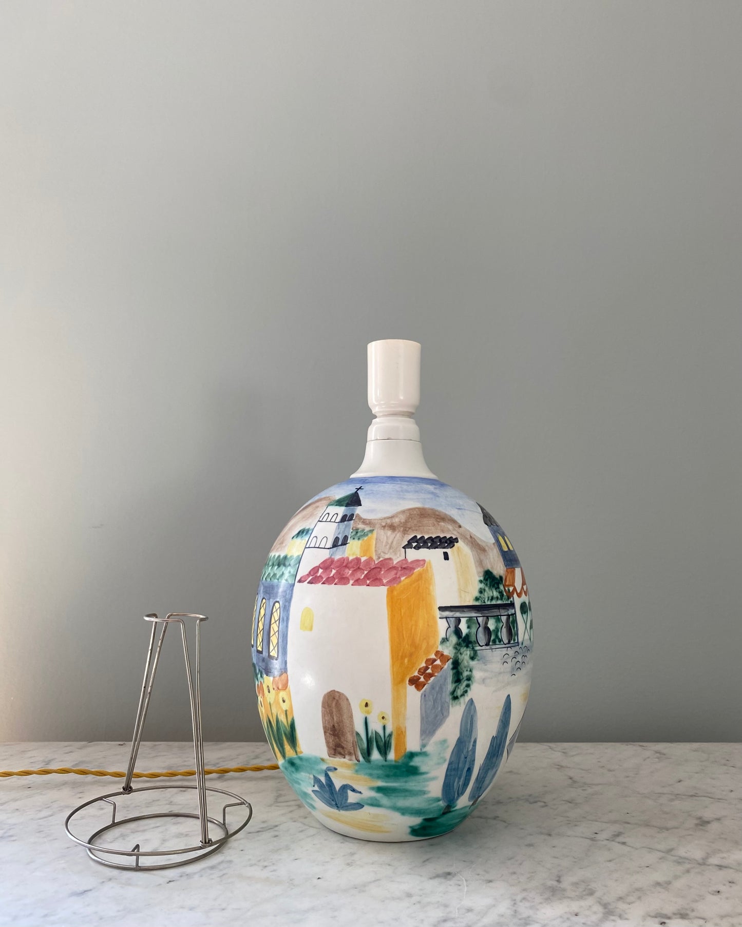Large Rörstrand Table Lamp with Shade from Helene Blanche