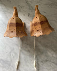 Load image into Gallery viewer, A pair of vintage wooden hanging wall lights