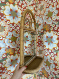 Load image into Gallery viewer, Vintage mirror with rattan shelf