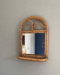 Load image into Gallery viewer, Vintage mirror with rattan shelf