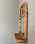 Load image into Gallery viewer, Vintage mirror with rattan shelf