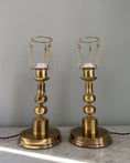 Load image into Gallery viewer, Pair of brass table lamps