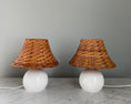 Load image into Gallery viewer, Pair of table lamps with rattan shades