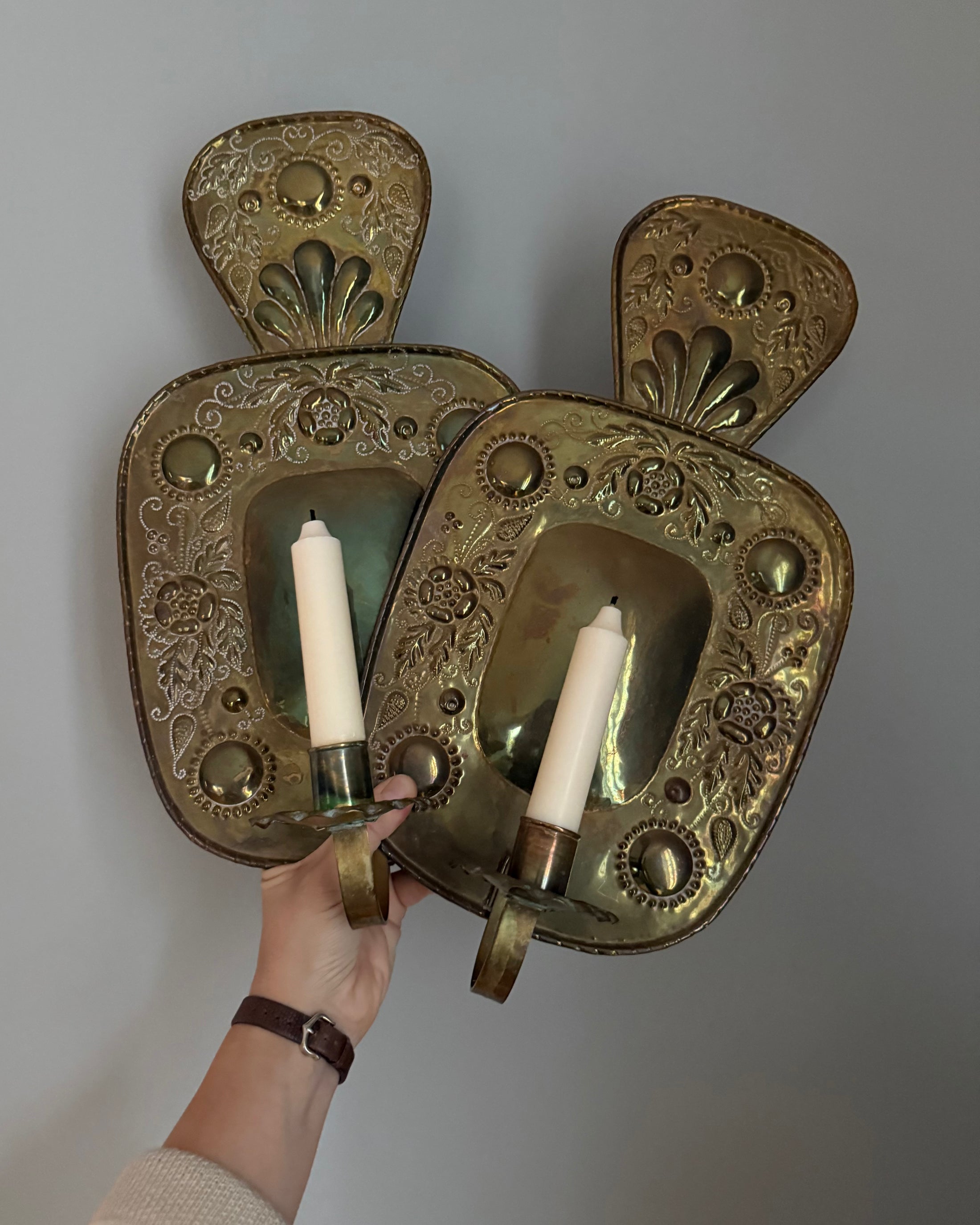 Pair of Brass Wall Sconces