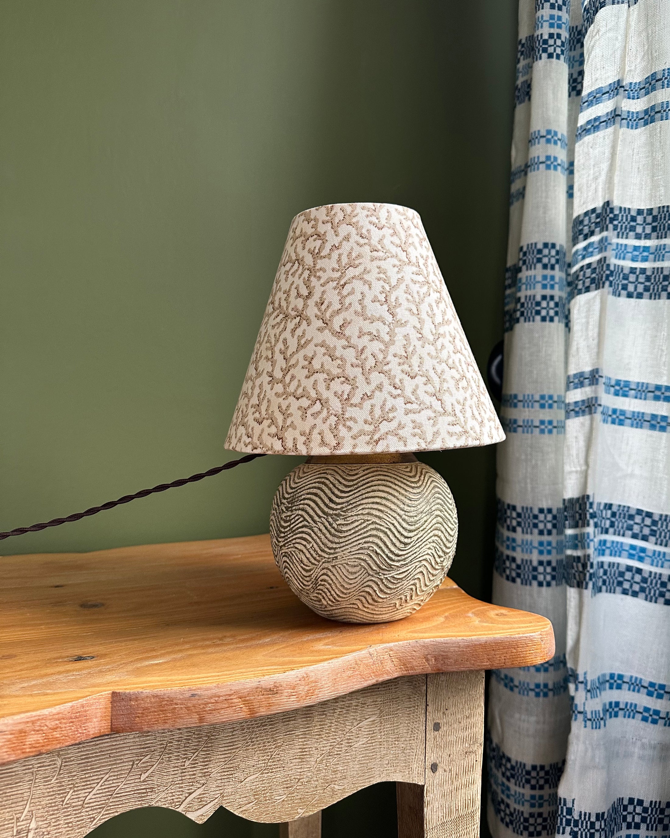 Vintage Table Lamp with Checked Shade