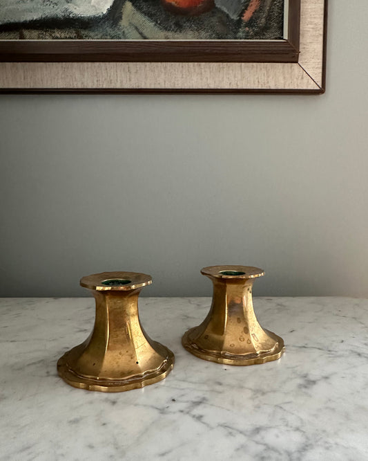 Pair of Heavy Brass Candle Holders