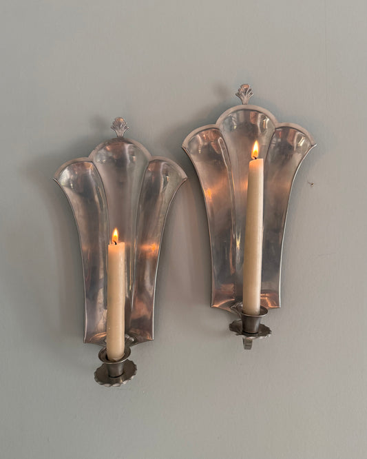 Pair of Art Deco Pewter Wall Sconces
