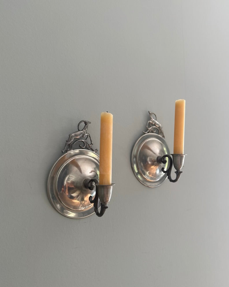 Pair of Pewter Wall Sconces