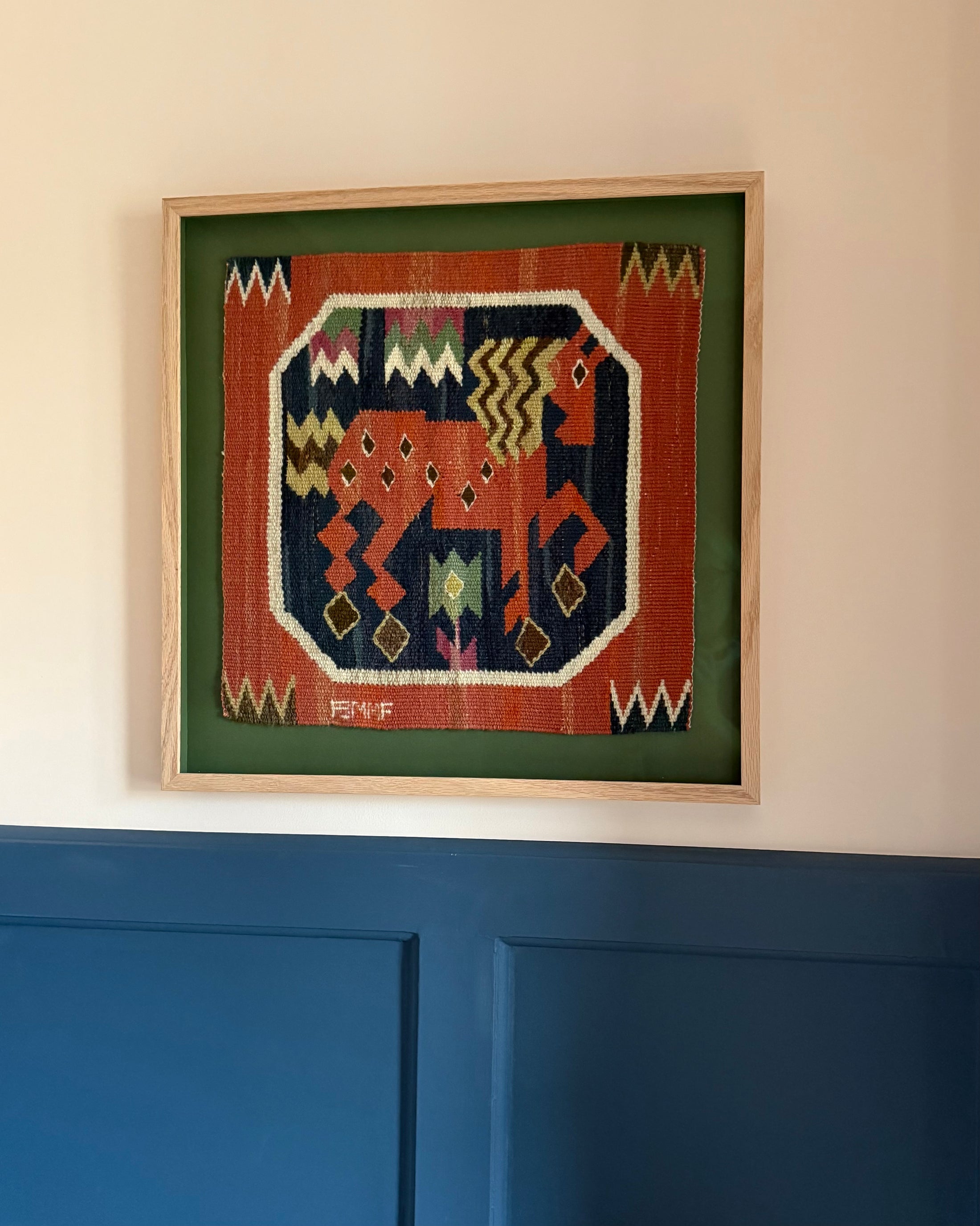Framed Vintage Tapestry - Röd häst, hingsten by Märta Måås-Fjetterström