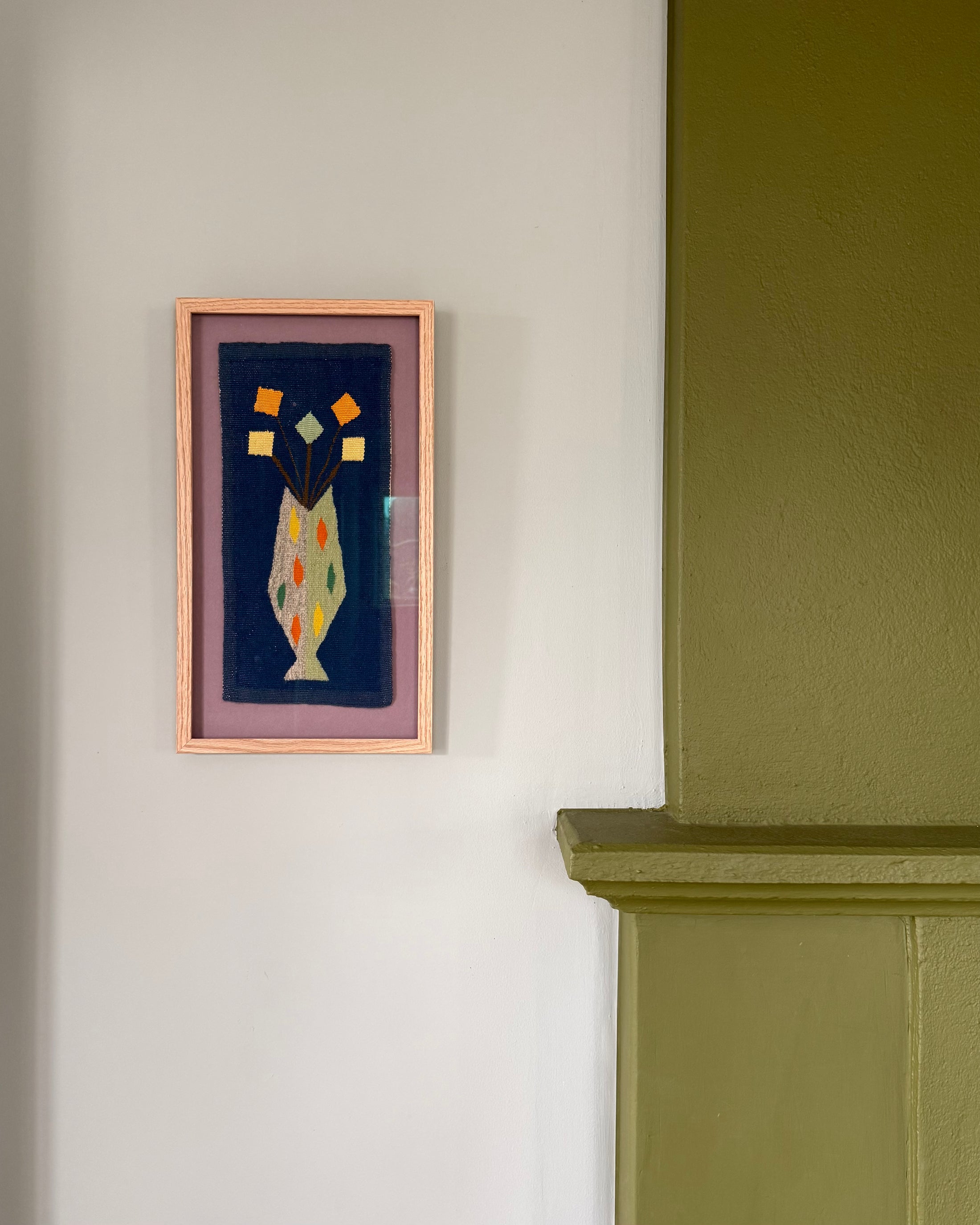 Framed Vintage Tapestry -  Flowers in a Vase