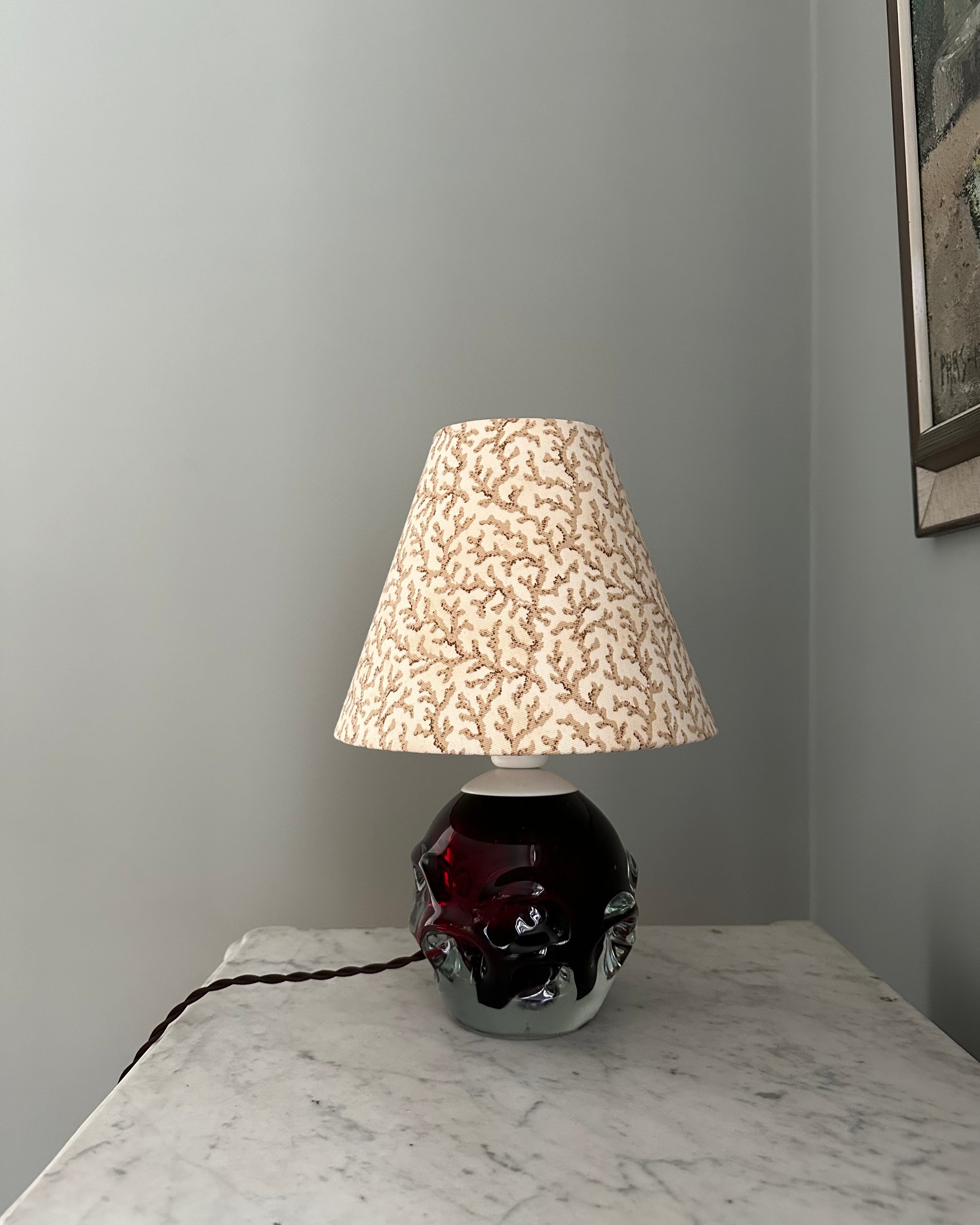 Vintage Table Lamp with Handmade Shade