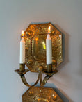 Load image into Gallery viewer, Pair of Double Armed Brass Wall Sconces
