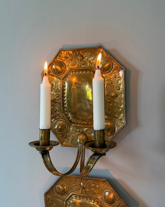 Pair of Double Armed Brass Wall Sconces