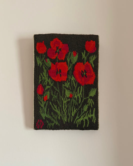 Vintage Tapestry - Red Flowers